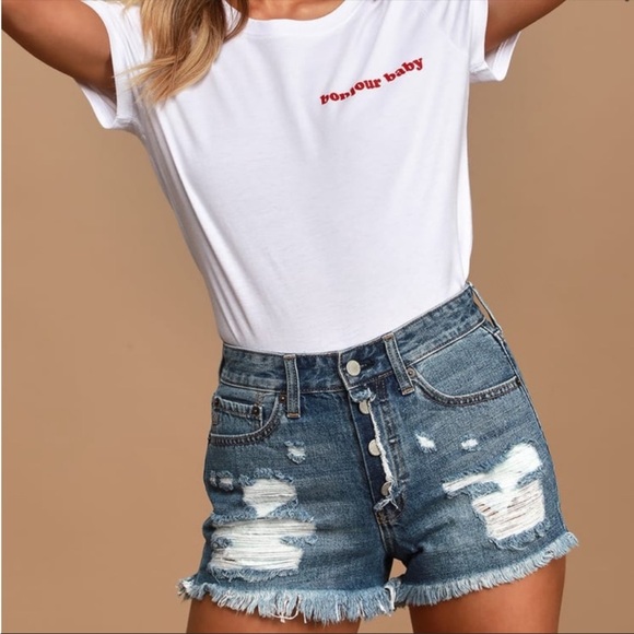 Lulus Pants - Just USA dark wash distressed denim cutoff shorts